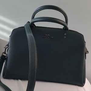 Coach Green Satchel with Structured Design and Adjustable Strap